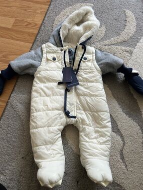 Urban Republic Cream Quilted Jacket with Navy Trim